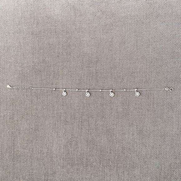 Sterling Silver Bracelet/Anklet, with crystals. Adjustable between 8”-9” long. - Picture 2 of 2